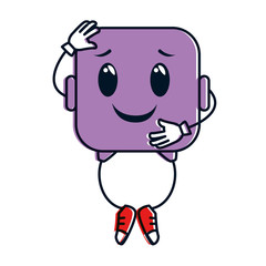 happy emoji square character vector illustration design