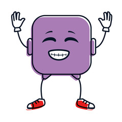 happy emoji square character vector illustration design