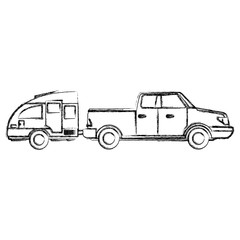 Fototapeta na wymiar Pick up vehicle with caravan trailer icon vector illustration