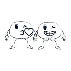 couple face emoji characters vector illustration design