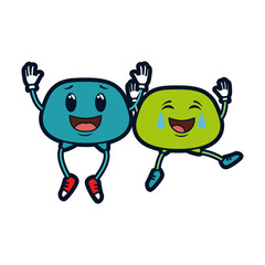 couple face emoji characters vector illustration design