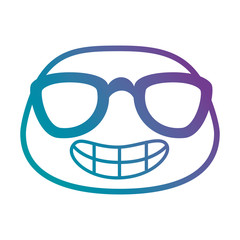 happy emoji with sunglasses kawaii character vector illustration design