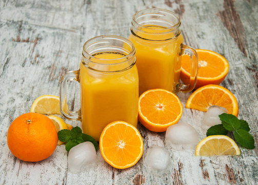 Jar with orange juice