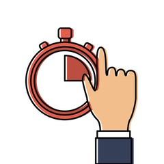 hand man with clock time management productivity vector illustration