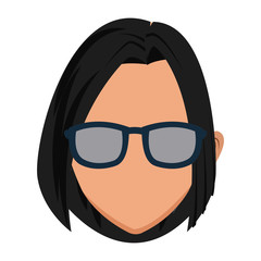 Woman face with sunglasses icon vector illustrationgraphic design