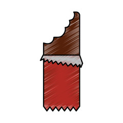 bitten chocolate bar block sugar wrapped vector illustration