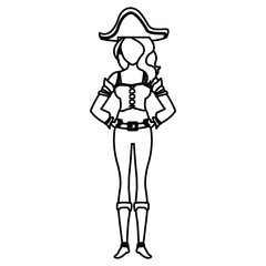 Beautiful woman pirate cartoon icon vector illustrationgraphic design