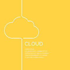 Cloud in a linear style. Illustration on a yellow background.