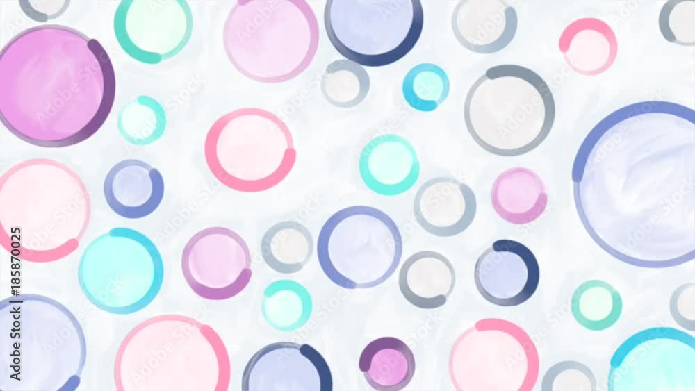 Poster pulsating colorful circles. handrawn animation background. seamless looping