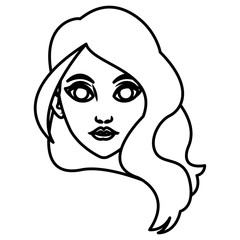 Beautiful woman face cartoon icon vector illustrationgraphic design