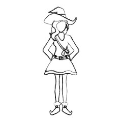 Beautiful woman with witch costume cartoon icon vector illustrationgraphic design