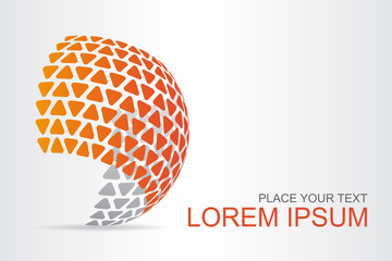 Logo stylized spherical surface with abstract shapes