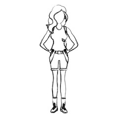Explorer woman with guns cartoon icon vector illustrationgraphic design