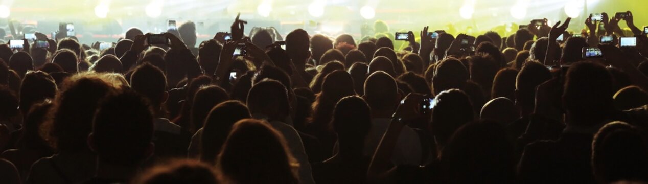 many people while using smart phone at live concert