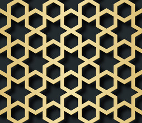 Arabic seamless pattern with 3D effect for the festive design of the brochure, website, print. Vector illustration