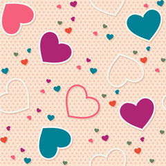 Cute Colored seamless pattern background valentine heart vector illustration printing onto fabric and scrapbook paper