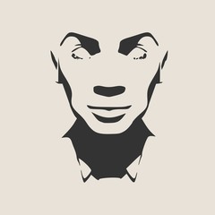 Face front view. Elegant silhouette of a head.