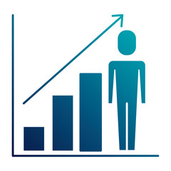 businessman with diagram arrow growth finance vector illustration blue image
