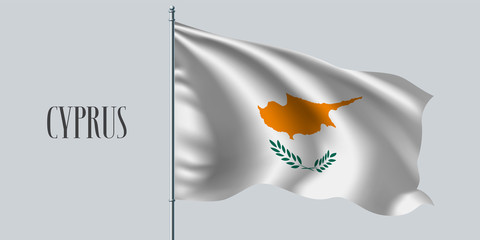 Cyprus waving flag on flagpole vector illustration