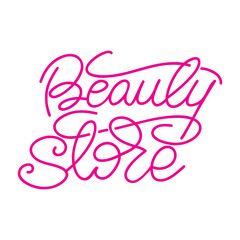 Lettering Beauty store. Vector illustration.