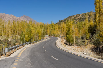 Karakoram highway in autumn season, Hunza valley, Gilgit Baltistan, Pakistan