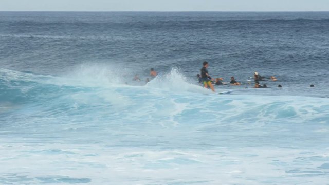 backhand tube ride at pipeline, hawaii