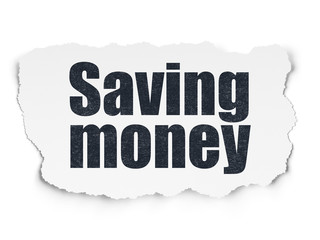 Fototapeta premium Finance concept: Painted black text Saving Money on Torn Paper background with Binary Code