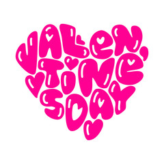 Naklejka na ściany i meble Cute fashion 80s style Happy Valentines Day typography lettering