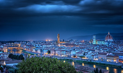 Scenic view on Florence, Tuscany in dusk