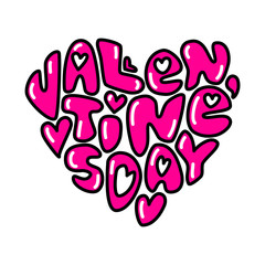 Cute fashion 80s style Happy Valentines Day typography lettering