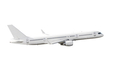White air plane take off flying isolated.