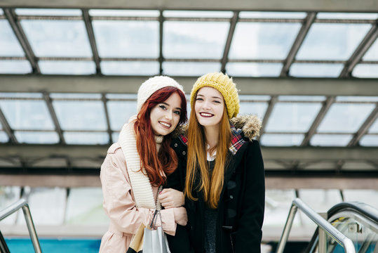 Pretty young women in mall