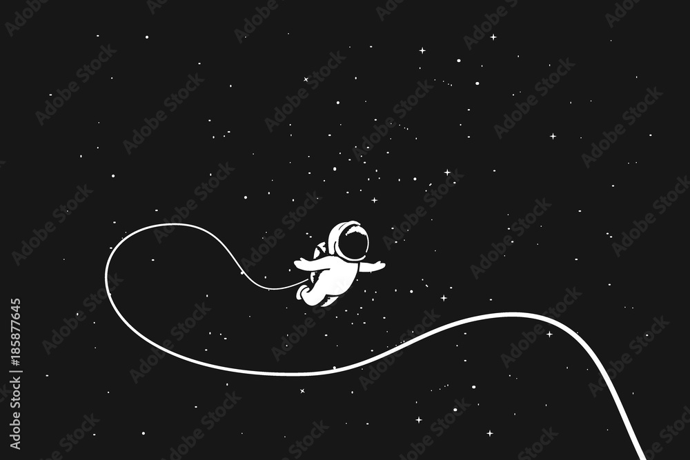 Canvas Prints astronaut alone in outer space.science theme.vector illustration