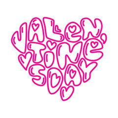 Cute fashion 80s style Happy Valentines Day typography lettering