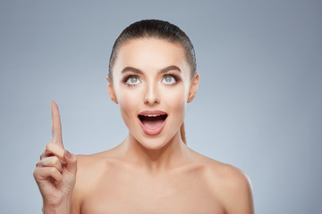 Beauty portrait of exited woman