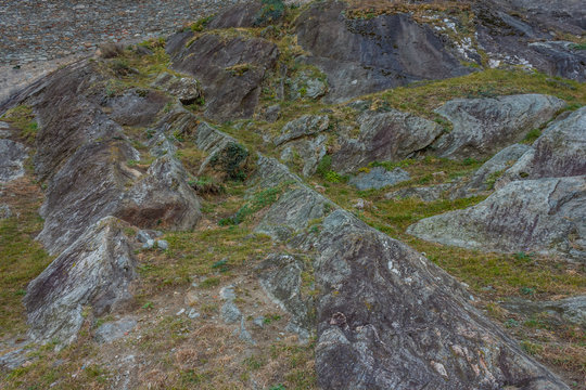 sheepback-shaped rocks of a Balteo Glacier,in Aosta Valley,Italy /sheepback-shaped rocks of a Balteo Glacier,in Aosta Valley,Italy