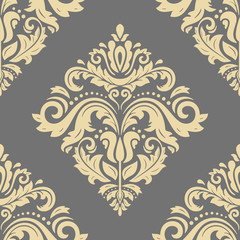 Classic seamless vector pattern. Damask orient golden ornament. Classic vintage background