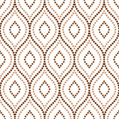 Seamless geometric vector pattern. Modern ornament with dotted brown elements. Geometric abstract pattern