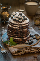 Stack of Small chocolate Pancakes 