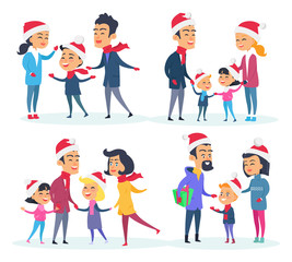 Fototapeta premium Set of Different Families on White Background