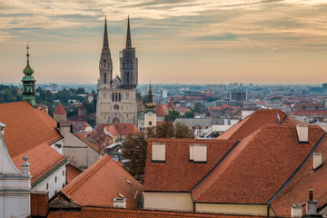 Fototapeta premium Sunset in Zagreb Croatia