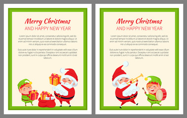 Merry Christmas Happy New Year Two Light Poster