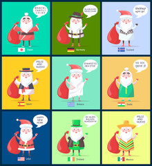 Iceland and Spain Santa Clauses Vector Illustration