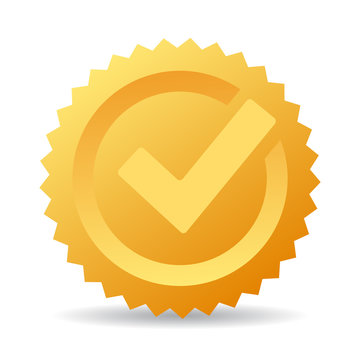 Gold Check Mark Vector Icon