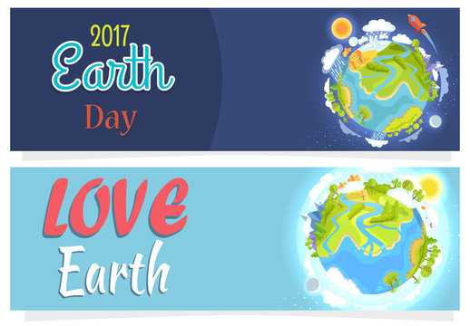 International Save Earth Day Agitation Posters Set