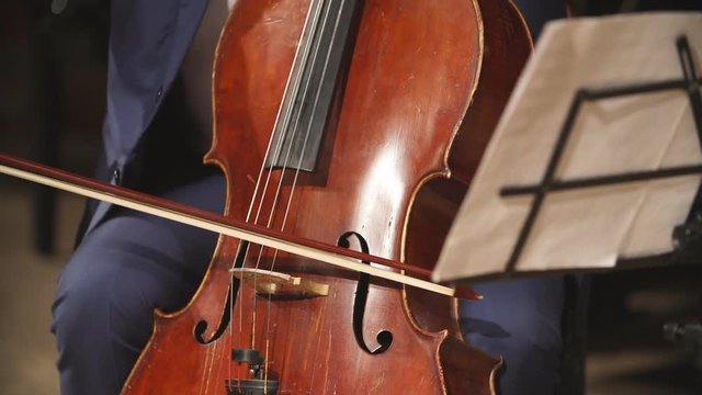 Cello playing close-up