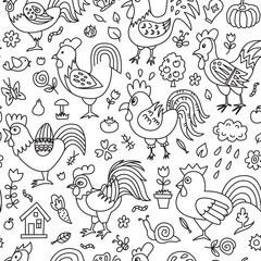 Seamless pattern of farm. Can be used for textile, website background, book cover, packaging.