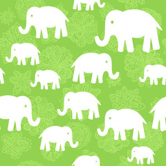 Vector floral and elephants seamless wallpaper background pattern design.