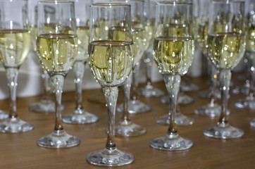 Beautiful glasses with an alcoholic drink and a wonderful bokeh