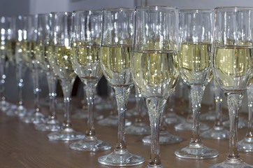 Beautiful glasses with an alcoholic drink and a wonderful bokeh